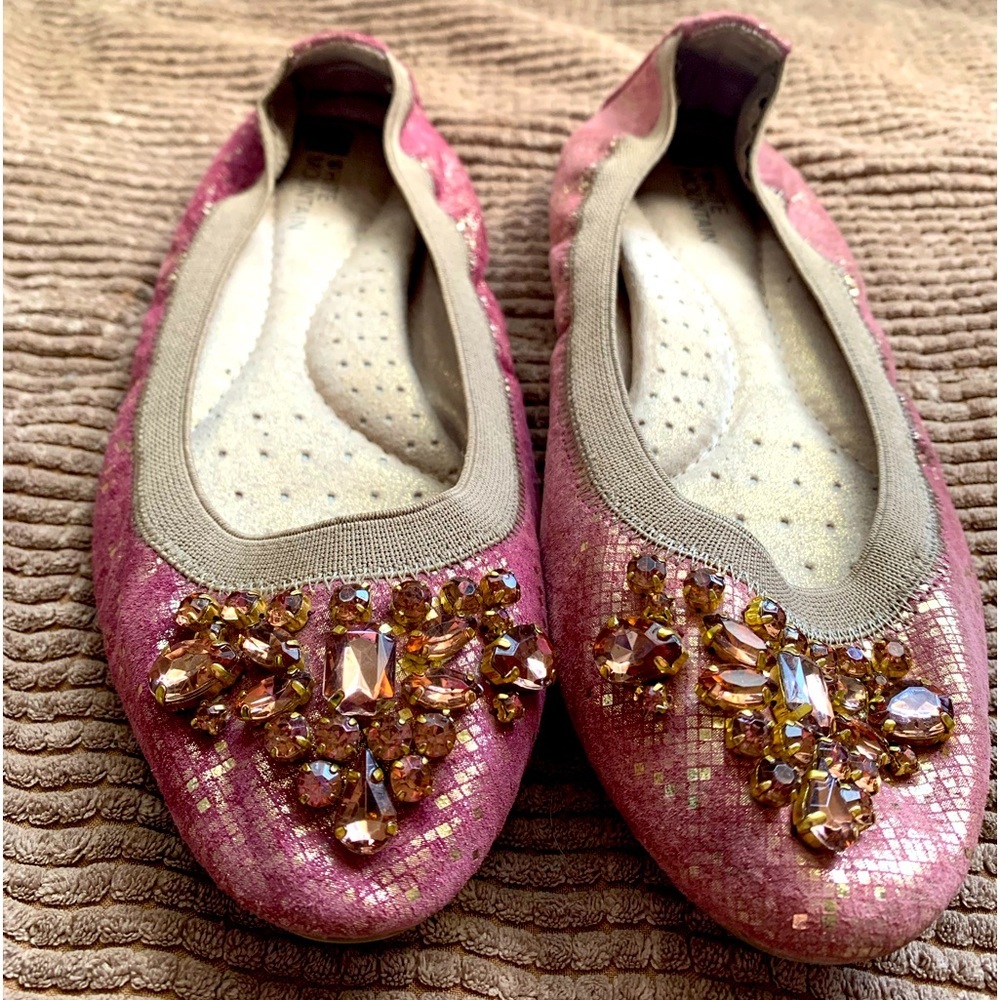 Jeweled flats adult women’s princess shoe bejeweled shiny shimmer slip on shoe